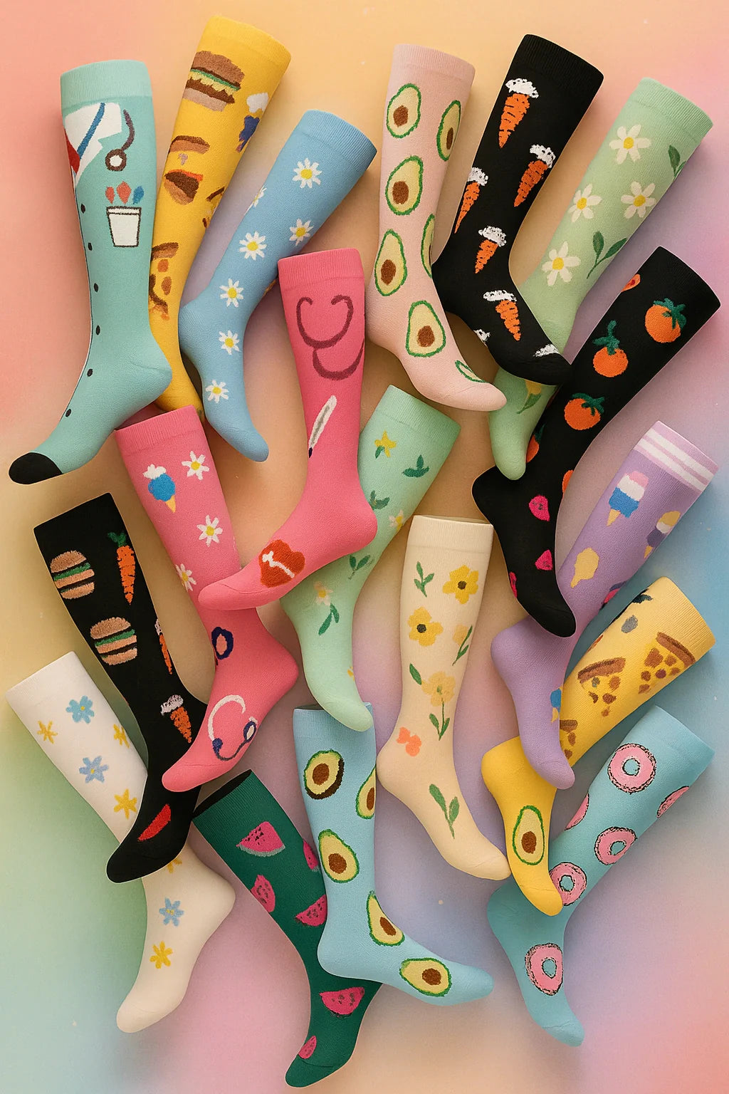 ErgiloColor - Vrolijk 6-pack steunkousen