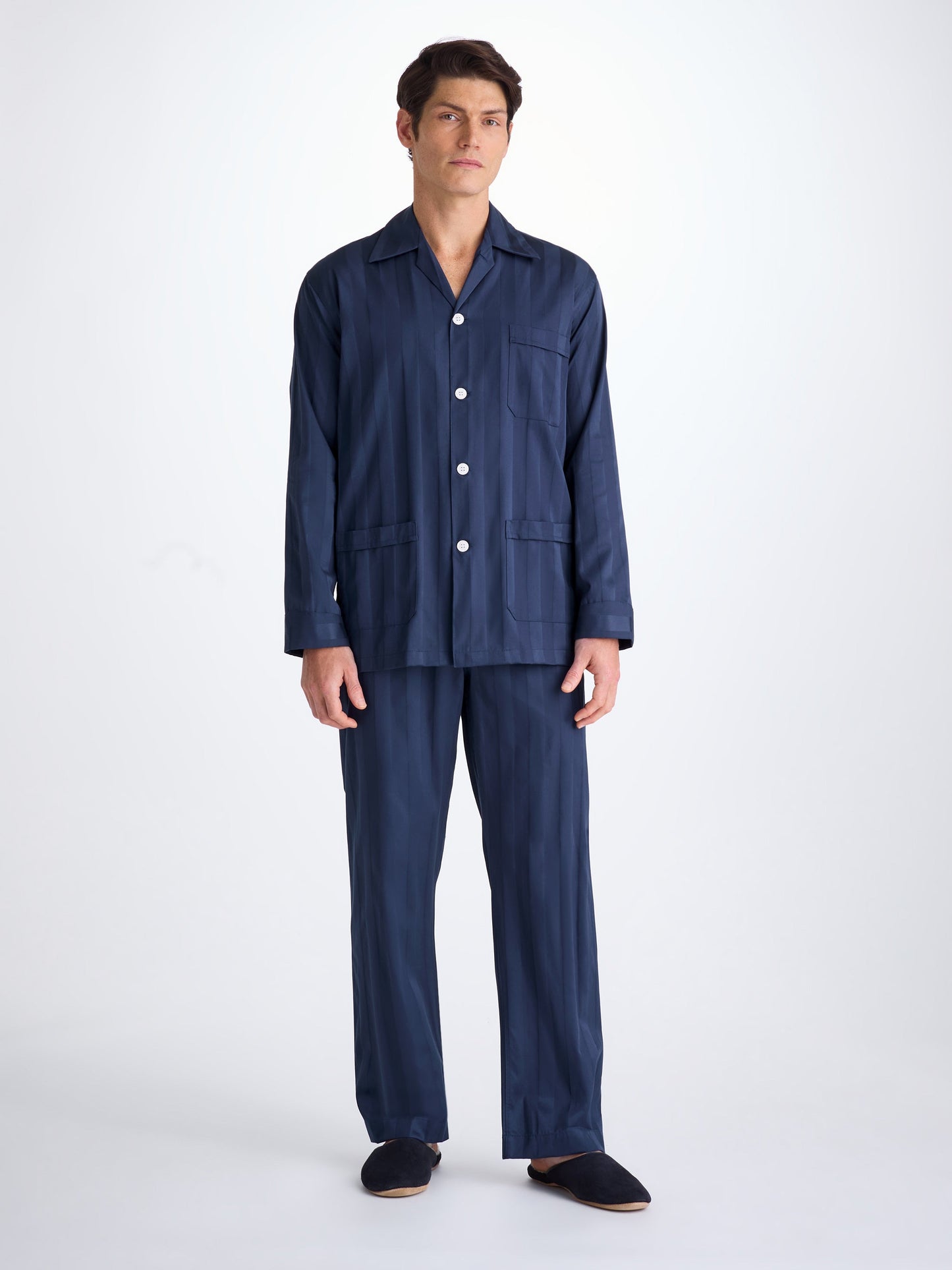 Men's Classic Fit Pyjamas Lingfield Cotton Navy