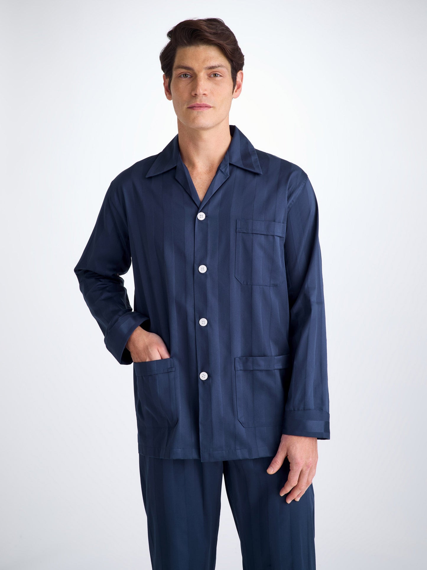 Men's Classic Fit Pyjamas Lingfield Cotton Navy