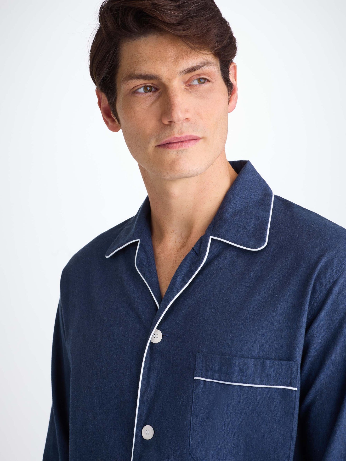 Men's Classic Fit Pyjamas Balmoral 3 Brushed Cotton Navy