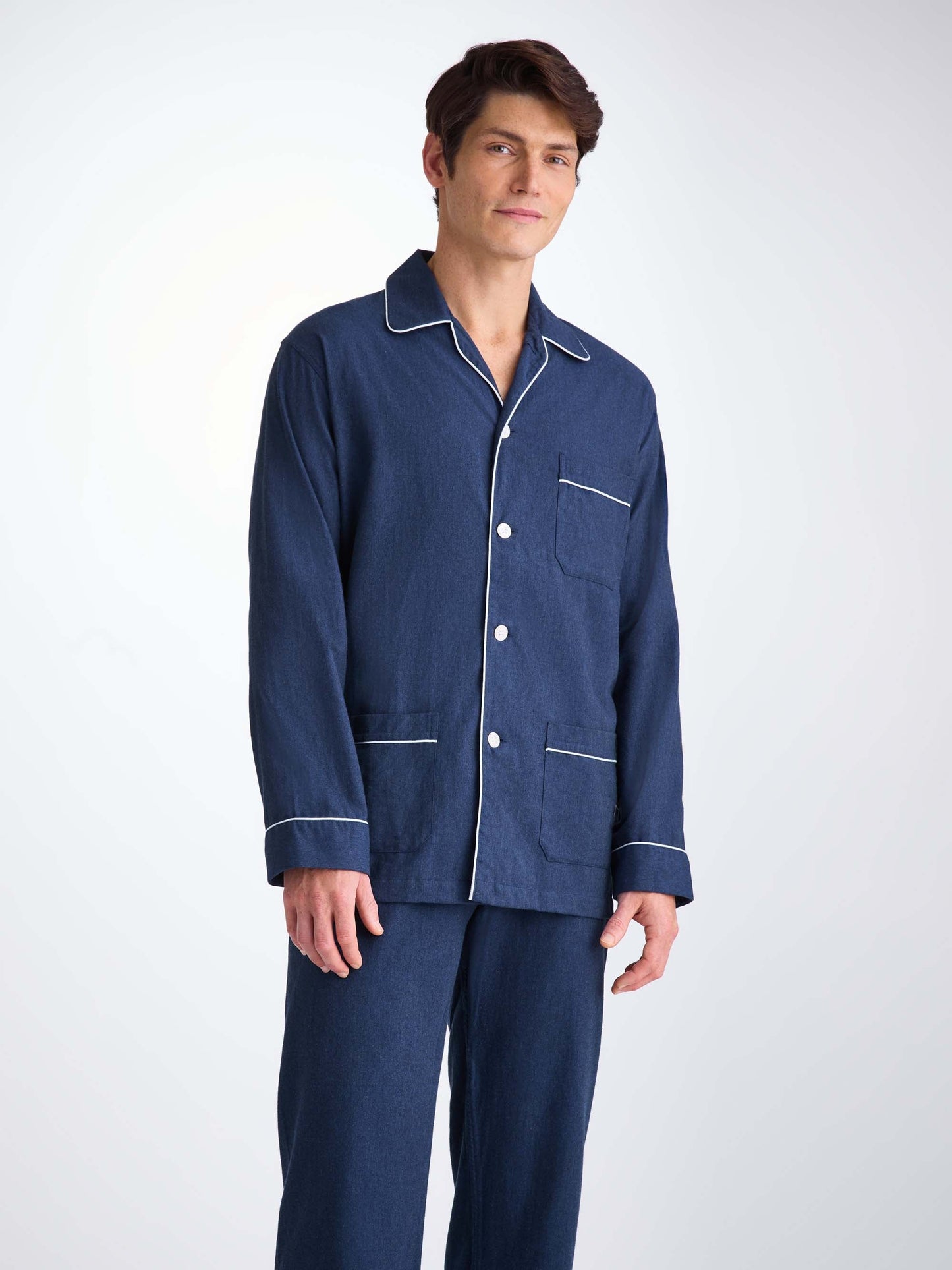 Men's Classic Fit Pyjamas Balmoral 3 Brushed Cotton Navy