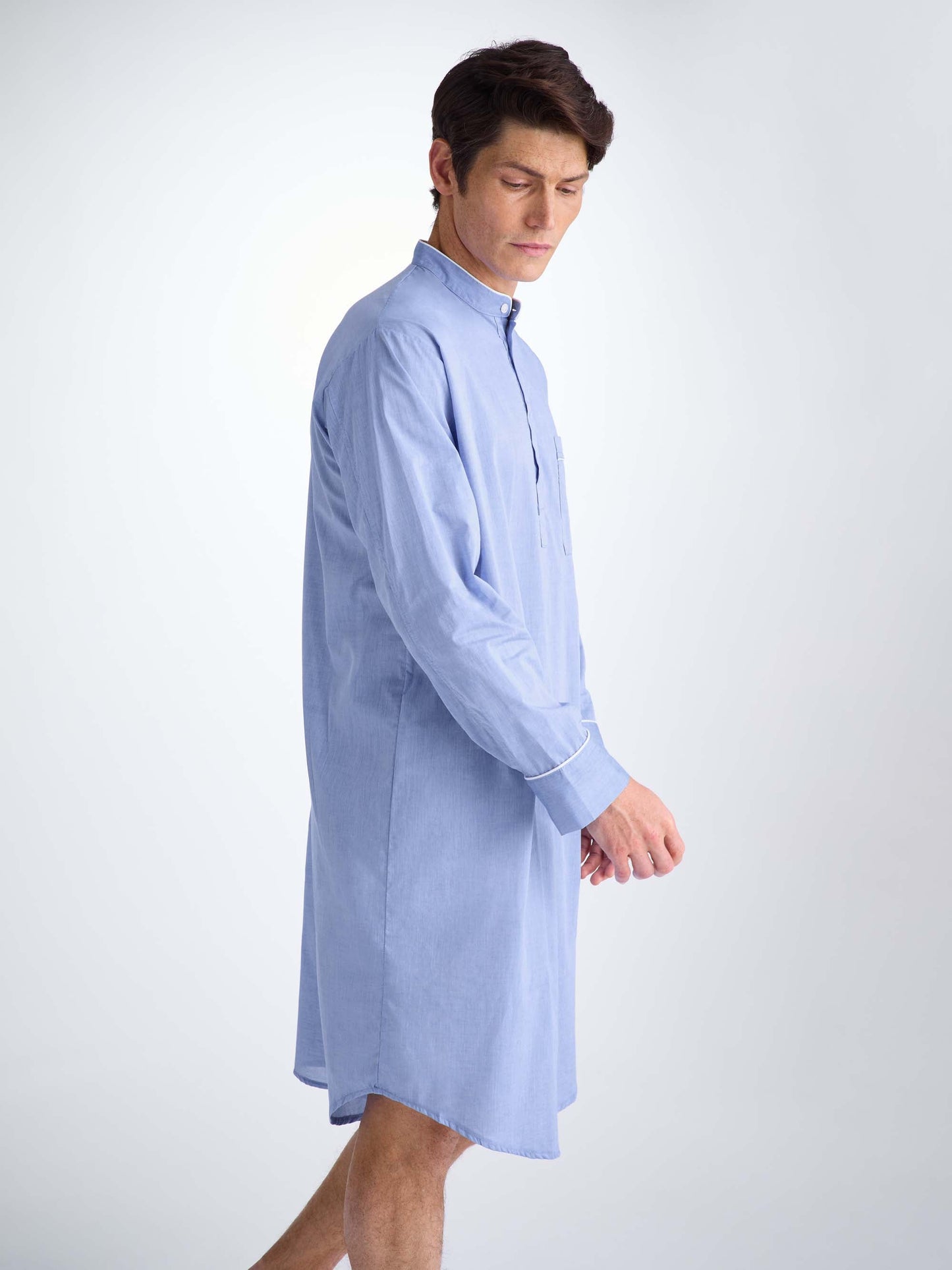 Men's Nightshirt Amalfi Cotton Batiste Blue