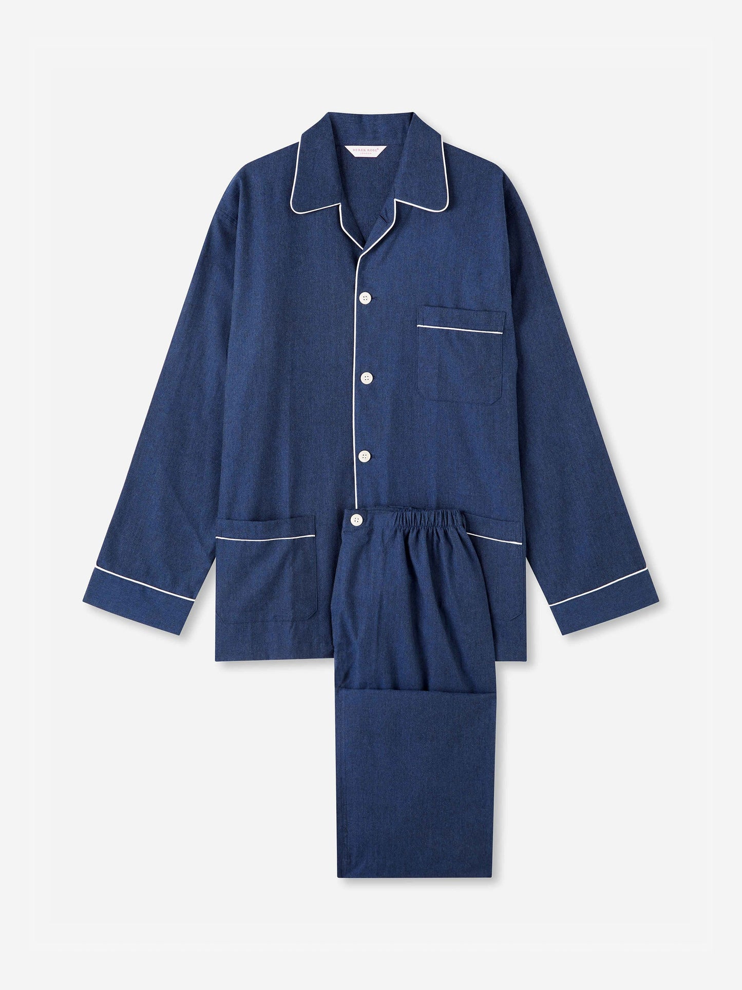 Men's Classic Fit Pyjamas Balmoral 3 Brushed Cotton Navy