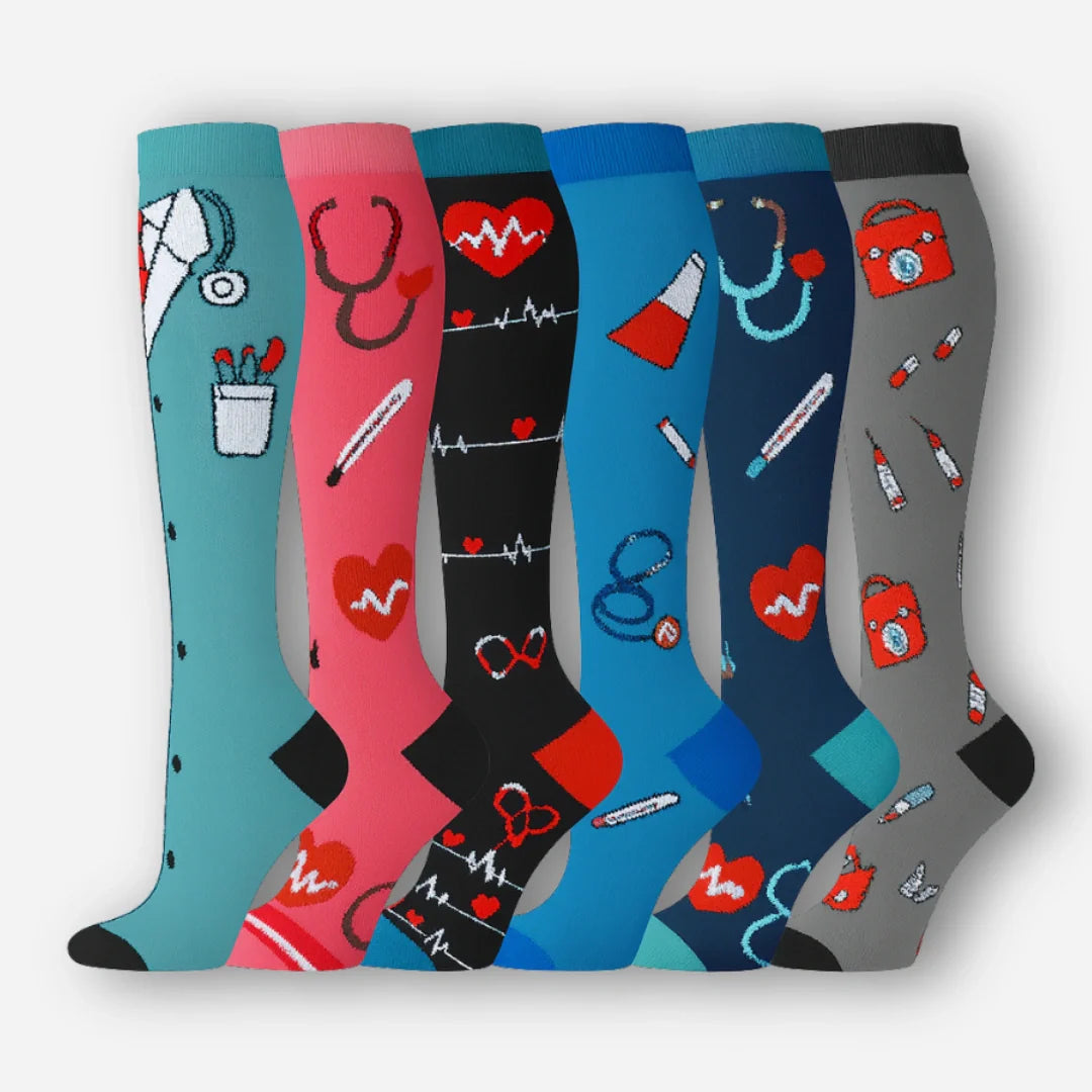 ErgiloColor - Vrolijk 6-pack steunkousen