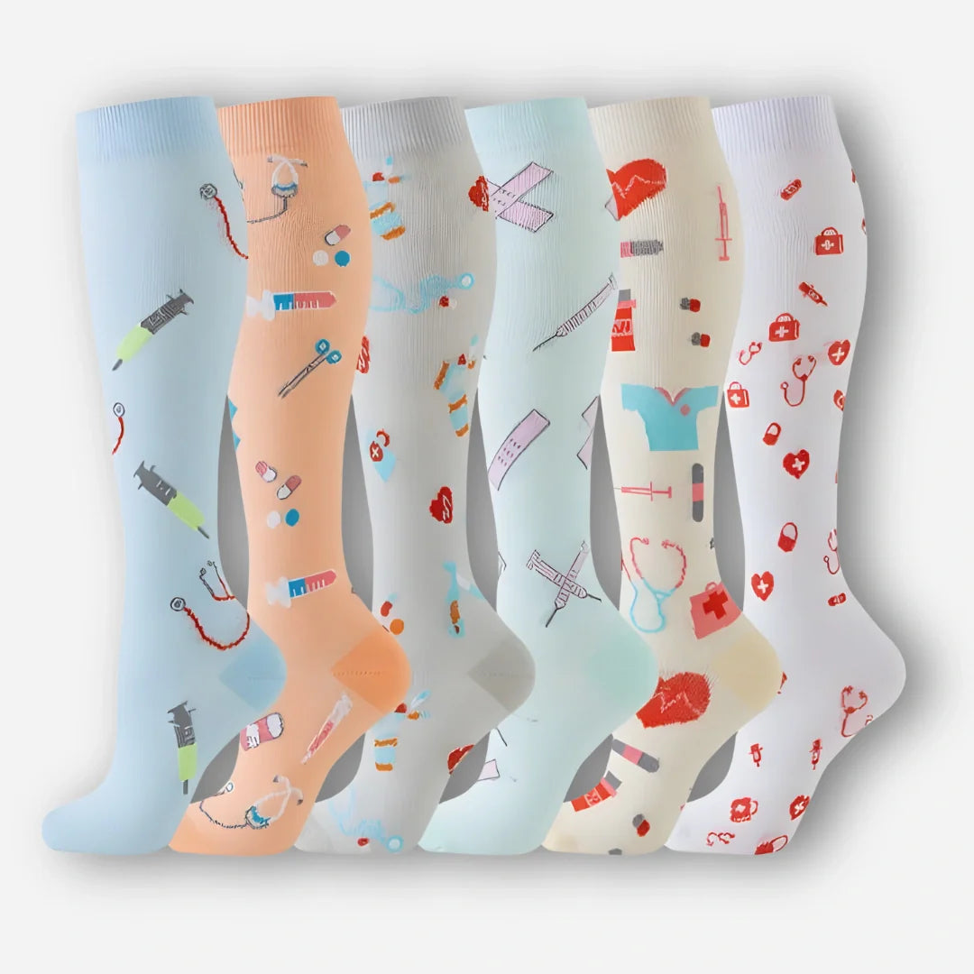 ErgiloColor - Vrolijk 6-pack steunkousen