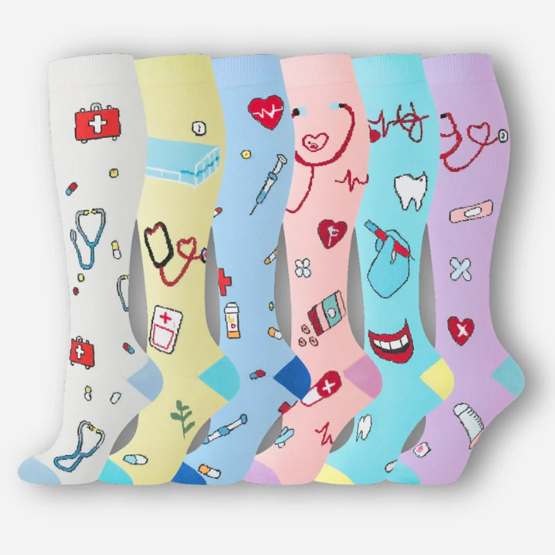 ErgiloColor - Vrolijk 6-pack steunkousen