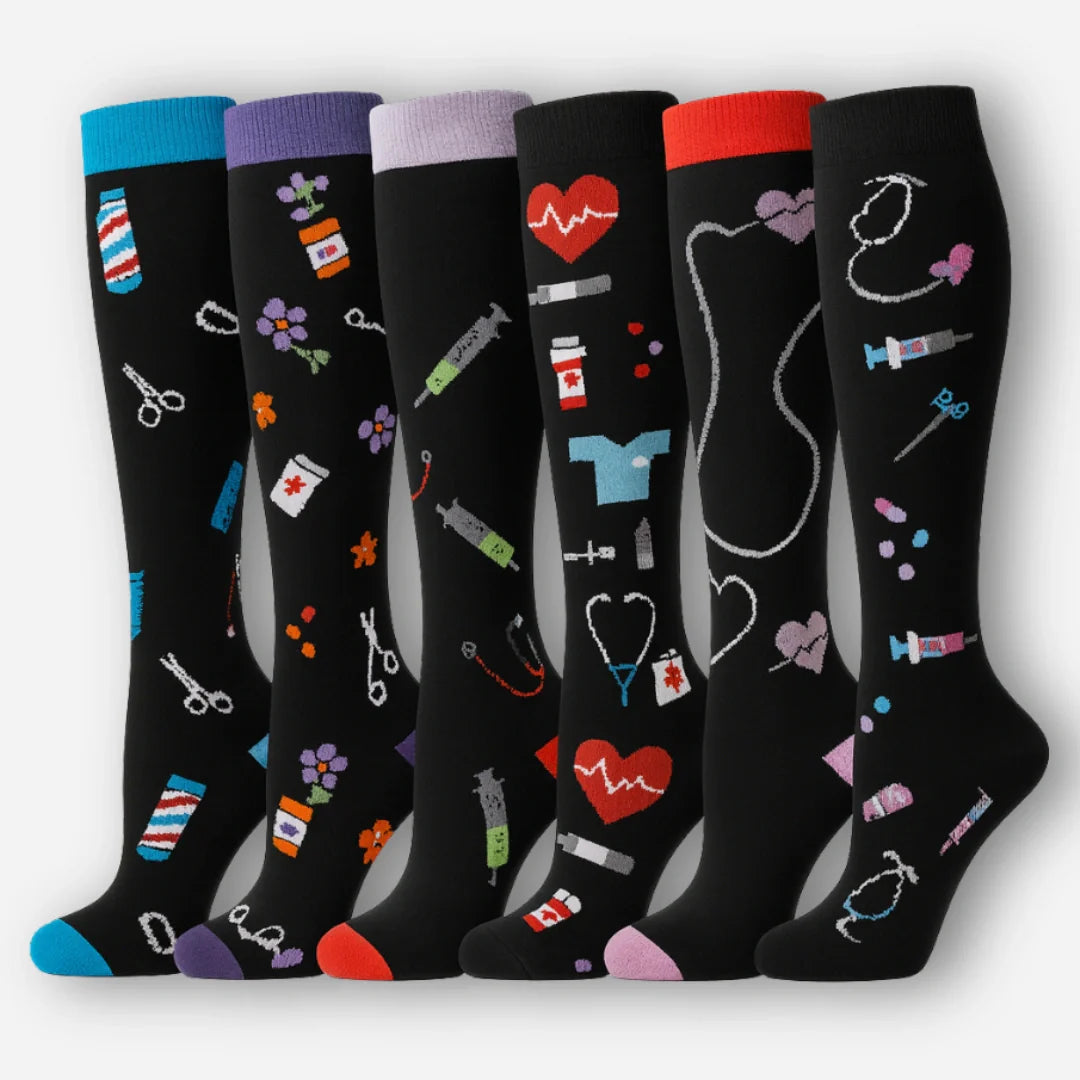 ErgiloColor - Vrolijk 6-pack steunkousen