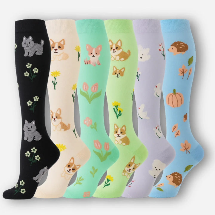 ErgiloColor - Vrolijk 6-pack steunkousen