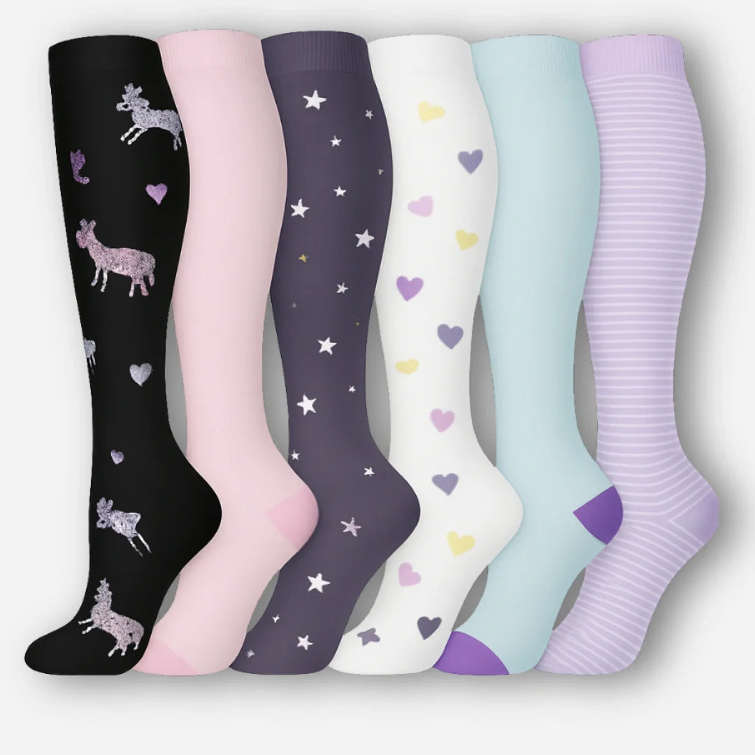 ErgiloColor - Vrolijk 6-pack steunkousen