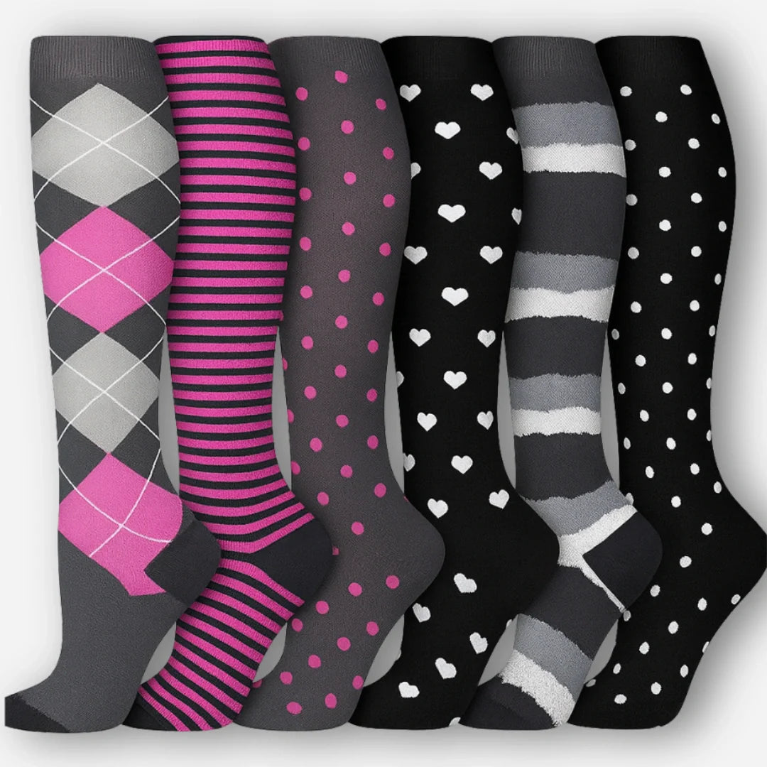 ErgiloColor - Vrolijk 6-pack steunkousen