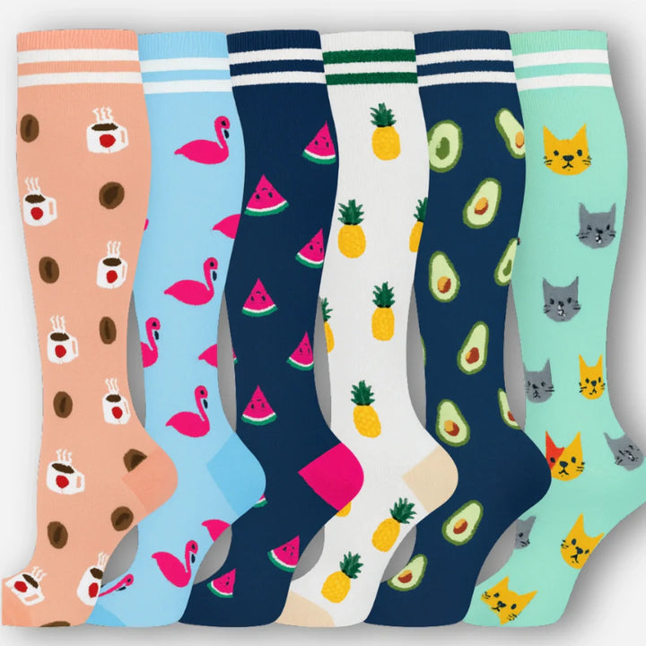 ErgiloColor - Vrolijk 6-pack steunkousen