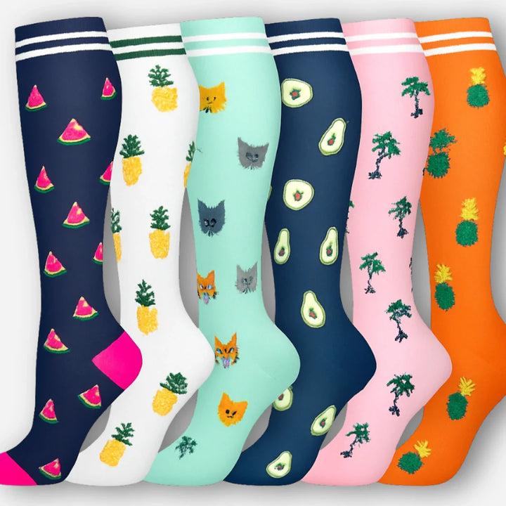 ErgiloColor - Vrolijk 6-pack steunkousen