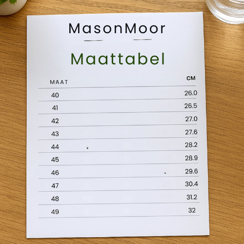 Maattabel UrbanFit™ – UltraComfort Sneakers